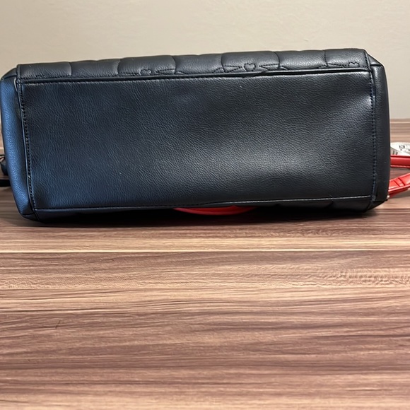 Betsy Johnson Kitty Cat quilted black & red vegan leather crossbody purse - Picture 8 of 16